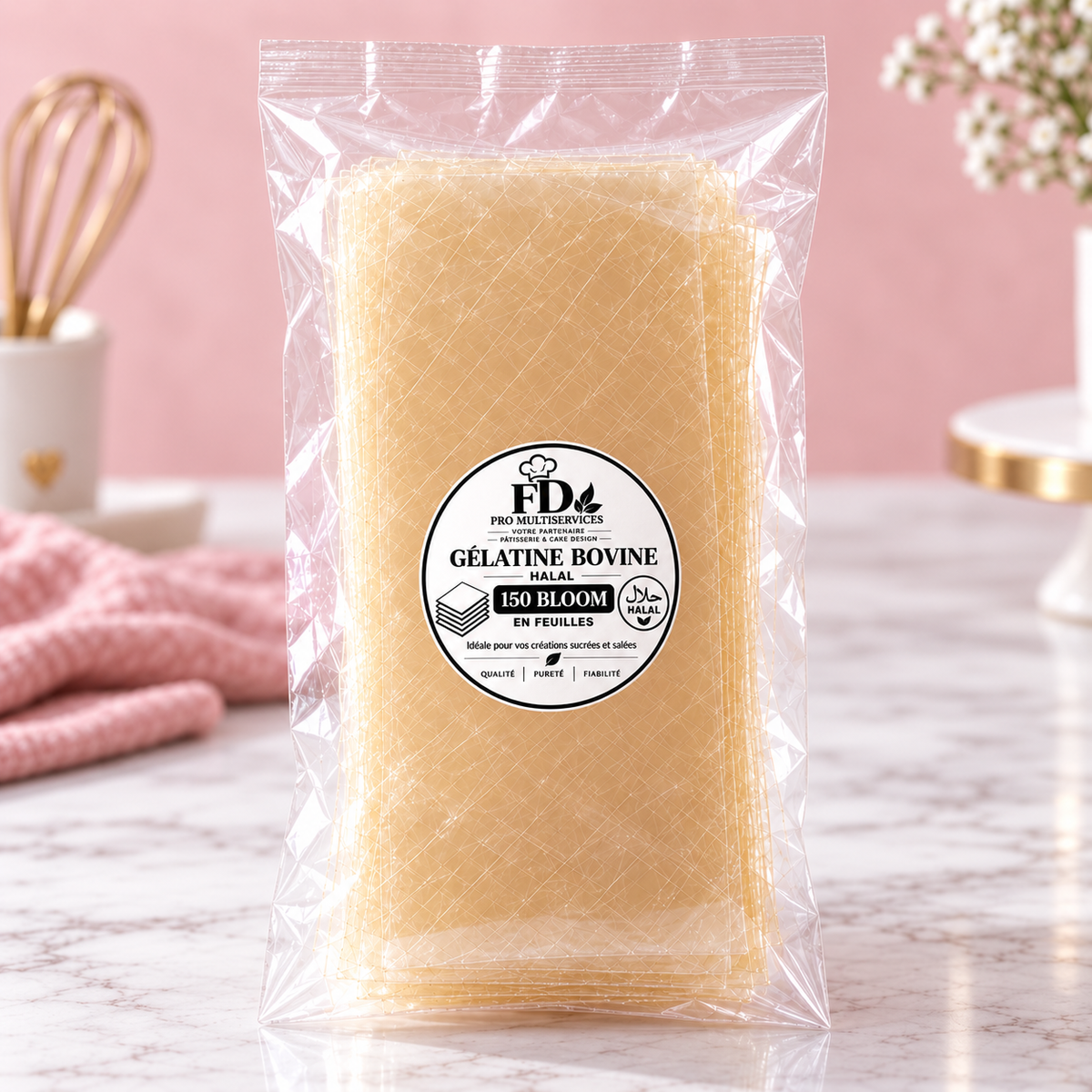 Sachet transparent de gélatine bovine halal FD Pro 150 Bloom