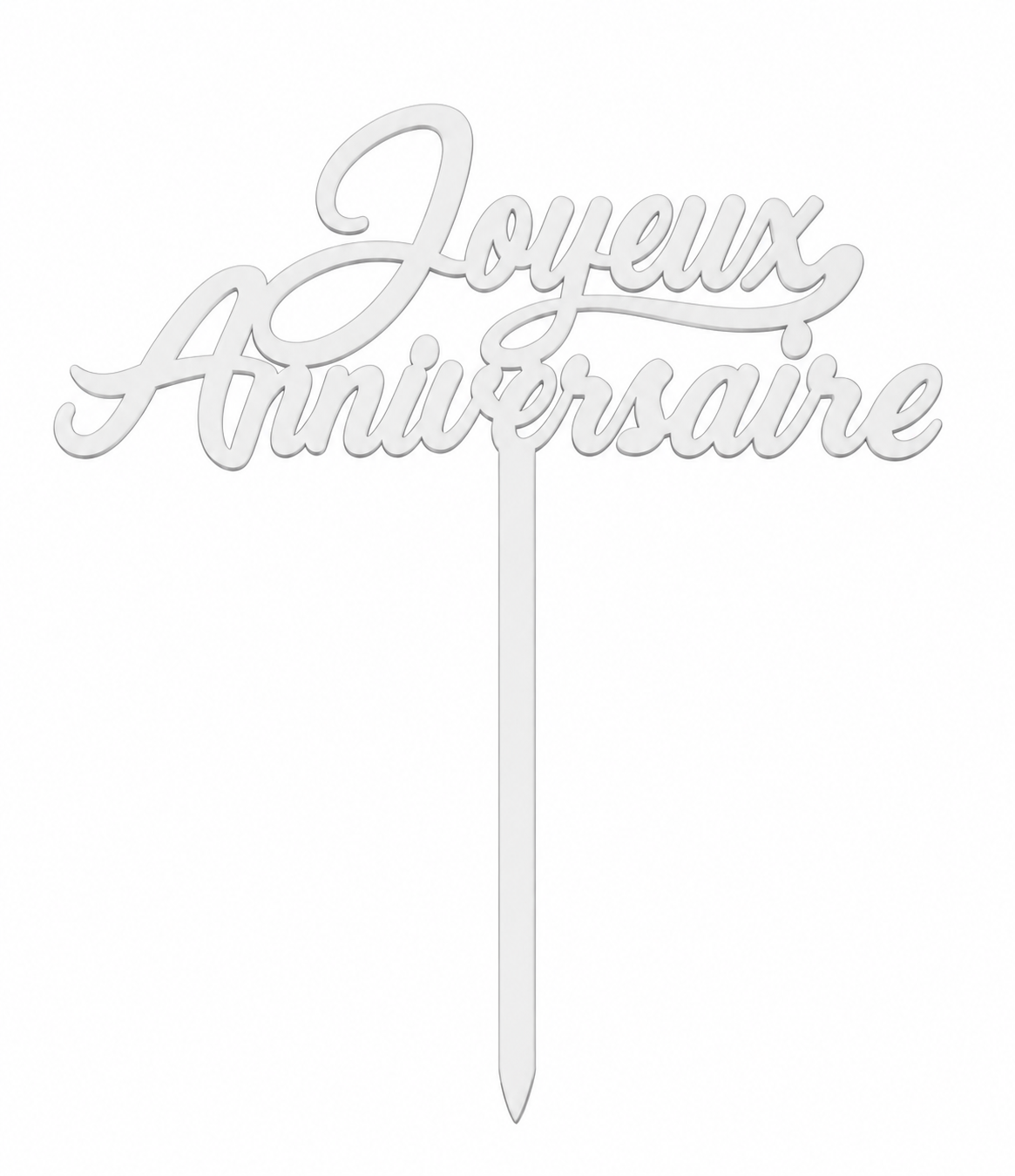 Visuel de présentation : topper Joyeux Anniversaire Blanc sur fond blanc